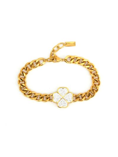 Crystal Embellished Clove Charm Chain Bracelet