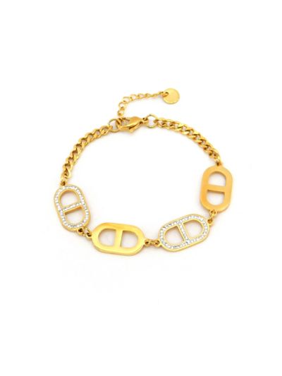 Crystal Embellished Chaine D'ancre Bracelet