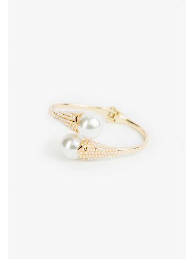 Crystal & Faux Pearls Embellished Bracelet