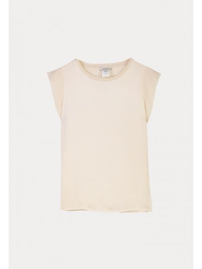 Shimmery Collar Solid Sleeveless T-Shirt