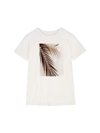 Leaf Print Solid T-Shirt -Sale