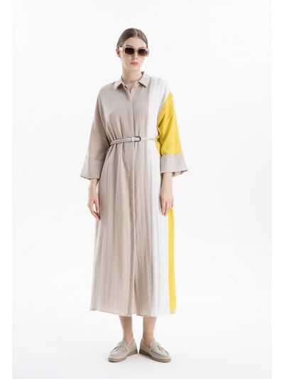 Collared Buttons Maxi Shirt Dress -Sale