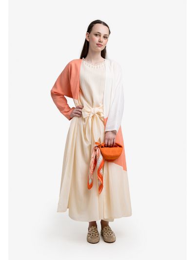 Contrast Midi Dress & Abaya Set