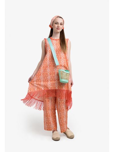 Fringed Sleeveless Blouse & Pant Set