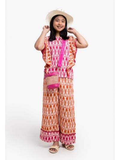 Colorful Ruffle Blouse & Pant Set