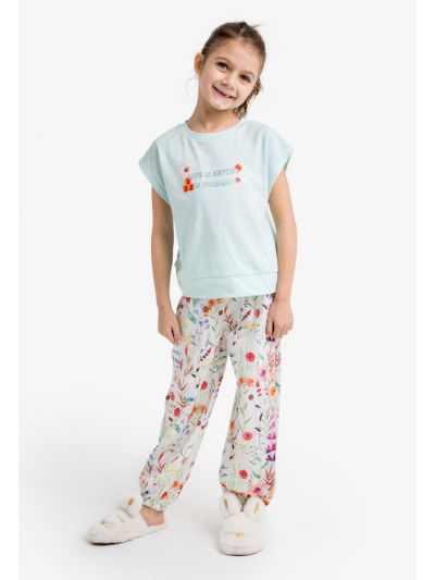 Floral Printed Embellished Top & Pants Set