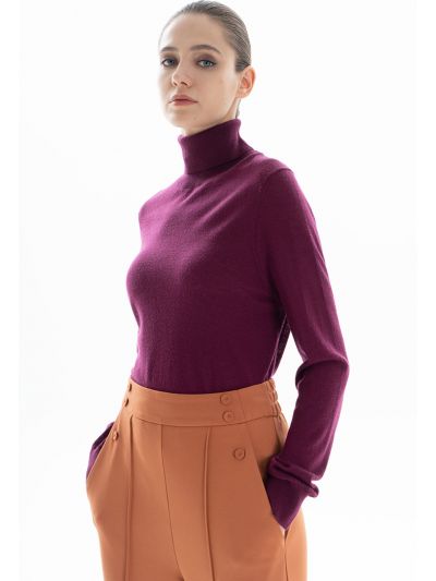High Neck Long Sleeves Knitted Basic Top