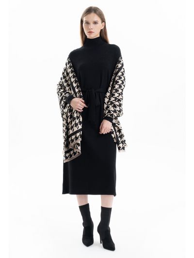 Knitted High Neck Solid Maxi Dress -Sale