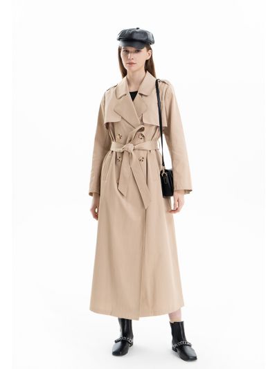 Double Breasted Solid Lapel Maxi Coat Bisht