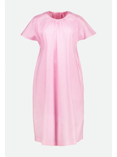 Shirred Neckline Linen Dress