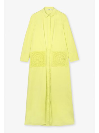 Solid Long Sleeves A-line Shirt Dress