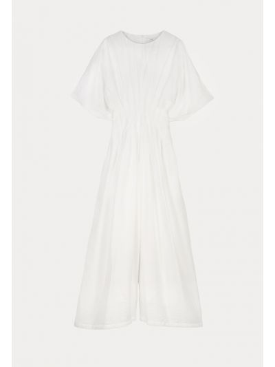 Flared Short Sleeve Solid Jumpsuit -Sale