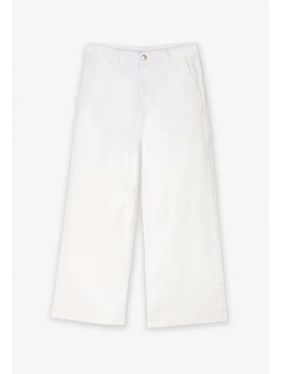 Solid Wide Leg Denim Trouser
