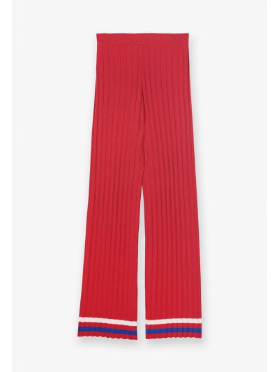 Knitted Ribbed Wide Leg Trouser