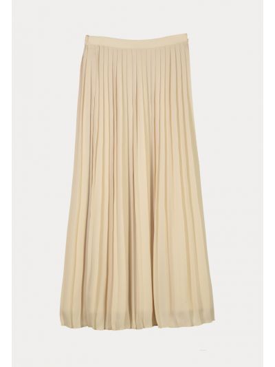 All Over Pleated Lined Ribbed Waist Skirt