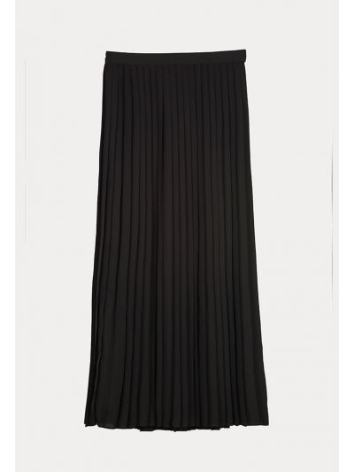 All Over Pleated Lined Ribbed Waist Skirt