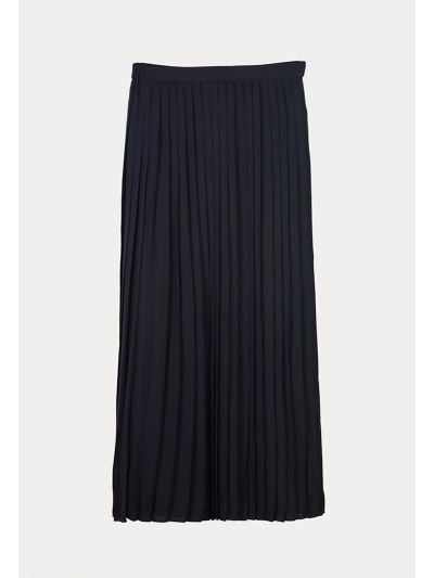 All Over Pleated Lined Ribbed Waist Skirt