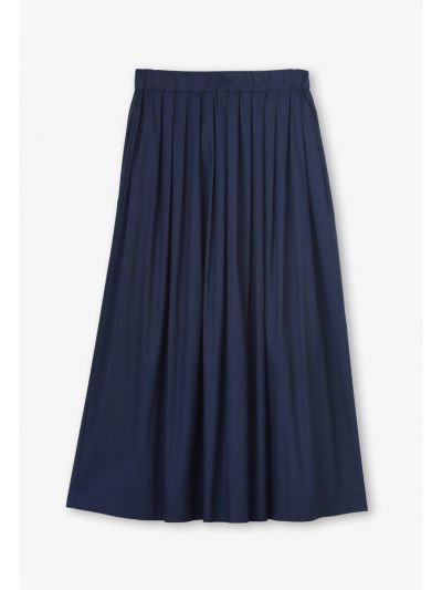 Pleated Flared Solid Maxi Skirt
