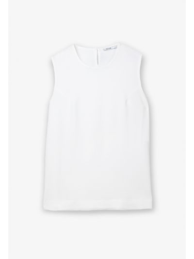 Round Neck Solid Sleeveless Blouse