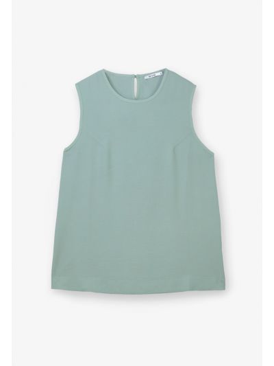 Round Neck Solid Sleeveless Blouse