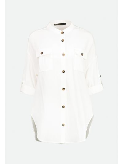 Front Flap Roll Up Sleeve Shirt