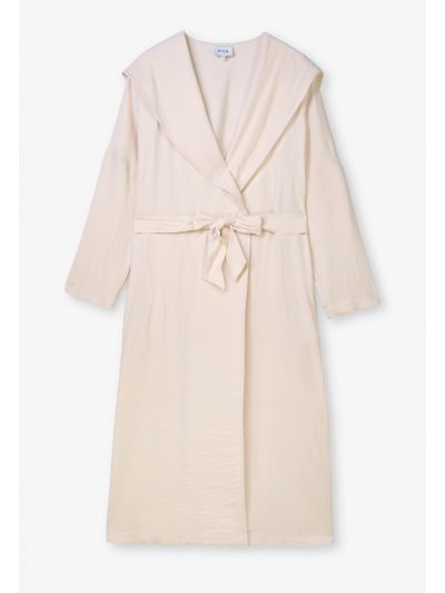 Solid Textured Belted Maxi Jacket