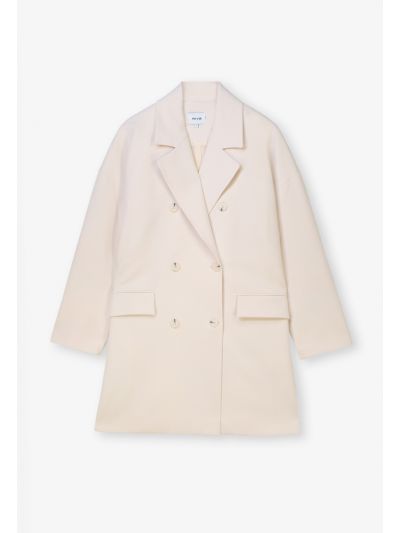 Double Breasted Notched Lapel Long Blazer