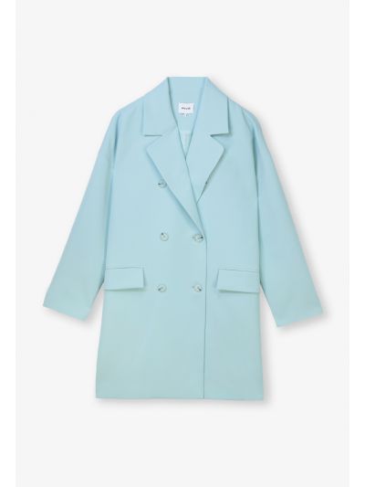 Double Breasted Notched Lapel Long Blazer