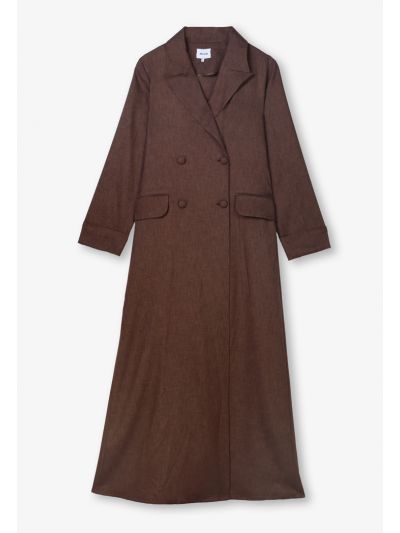 Solid Flared Maxi Trench Coat