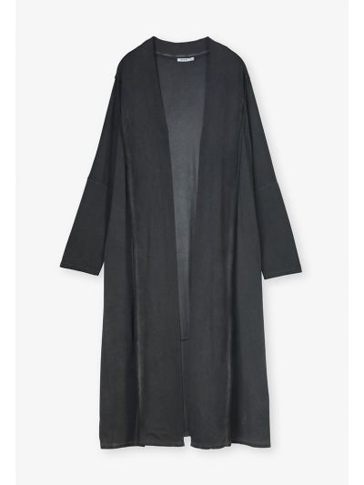 Solid Rubber print Maxi Open Cardigan