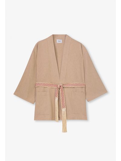 Open Front Macrame Belt Kimono