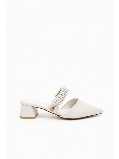 Solid Pointed Braded Strap Pumps