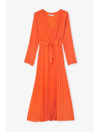Asymmetrical Front Pleated Flared Dress
