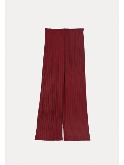 Pleated Wide Leg Solid Trouser -Sale
