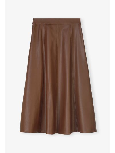 PU Leather Flared Skirt