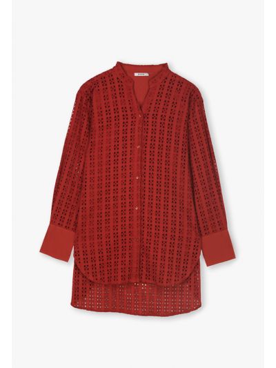 Solid Schiffli Buttoned Down Blouse