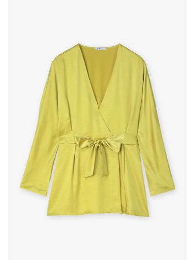 Satin Shiny Tie Waist Outerwear