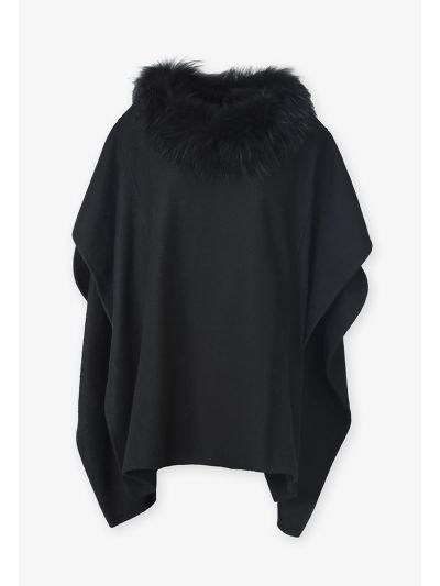 Faux Fur Embellished Poncho
