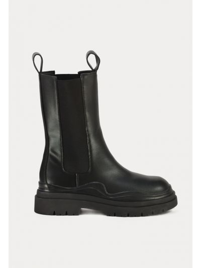 Chunky Sole PU Leather Ankle Boots -Sale