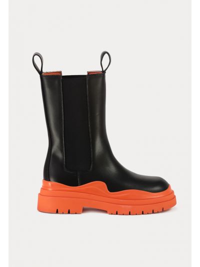 Chunky Sole PU Leather Ankle Boots -Sale