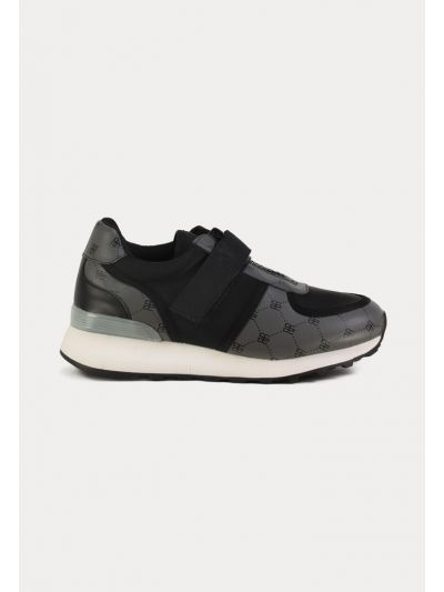 Print Details Velcro Logo Strap Low Top Sneakers -Sale