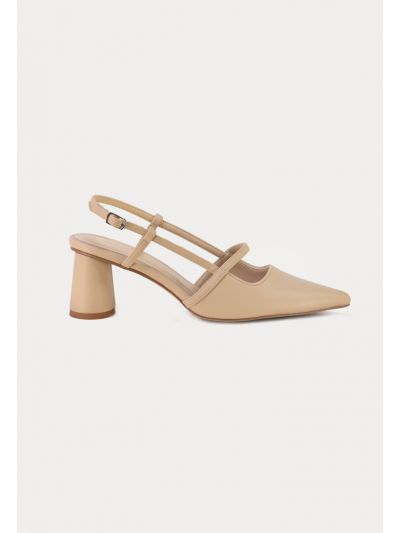 Pointed Toe Block Heel Buckle Closure Shoes -Sale