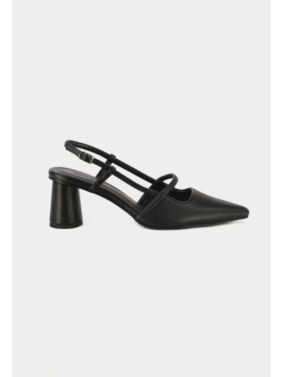 Pointed Toe Block Heel Buckle Closure Shoes -Sale