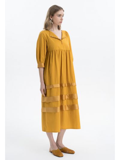 Solid Flap Tiered Dress -Sale