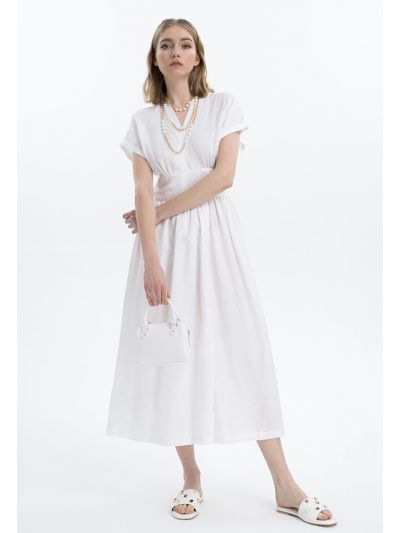 Over Lapped Linen Dress -Sale