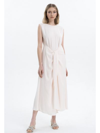 Solid Self Tie Waist Maxi Dress -Sale