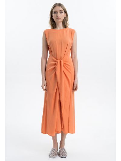 Solid Self Tie Waist Maxi Dress -Sale
