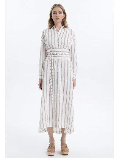 Striped Maxi Shirt Dress -Sale