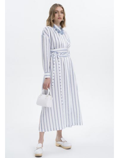 Striped Maxi Shirt Dress -Sale