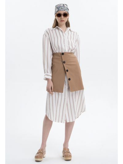 Striped Overlay Classic Midi Dress -Sale